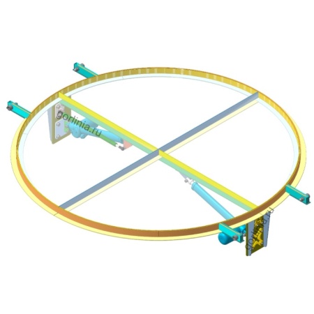 Круглый стеклянный люк двухстворчатый с электроприводом 3D модель закрытое положение